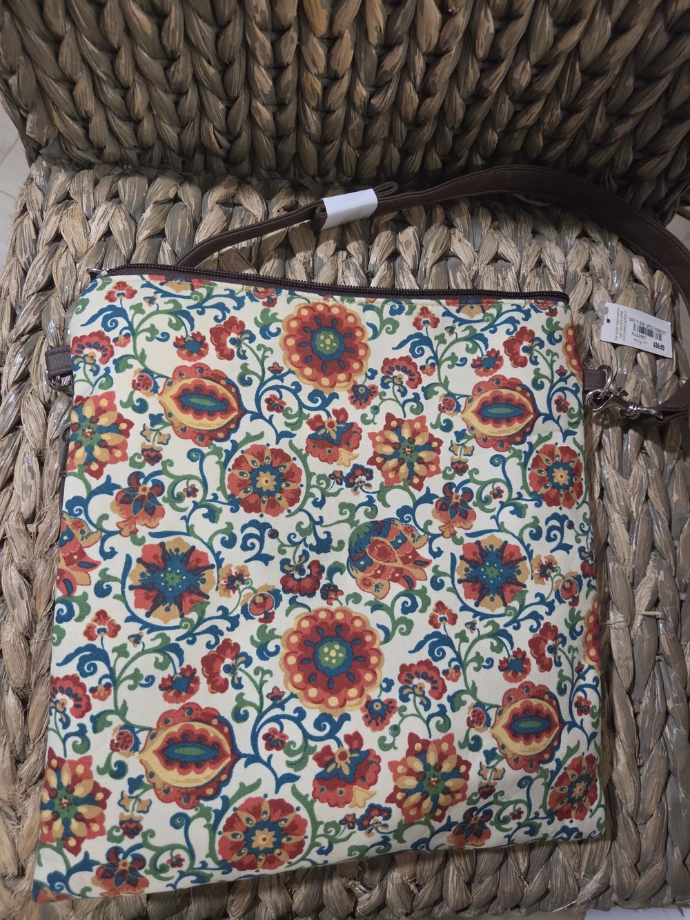 Longaberger Floral Canvas Tote & Crossbody Set